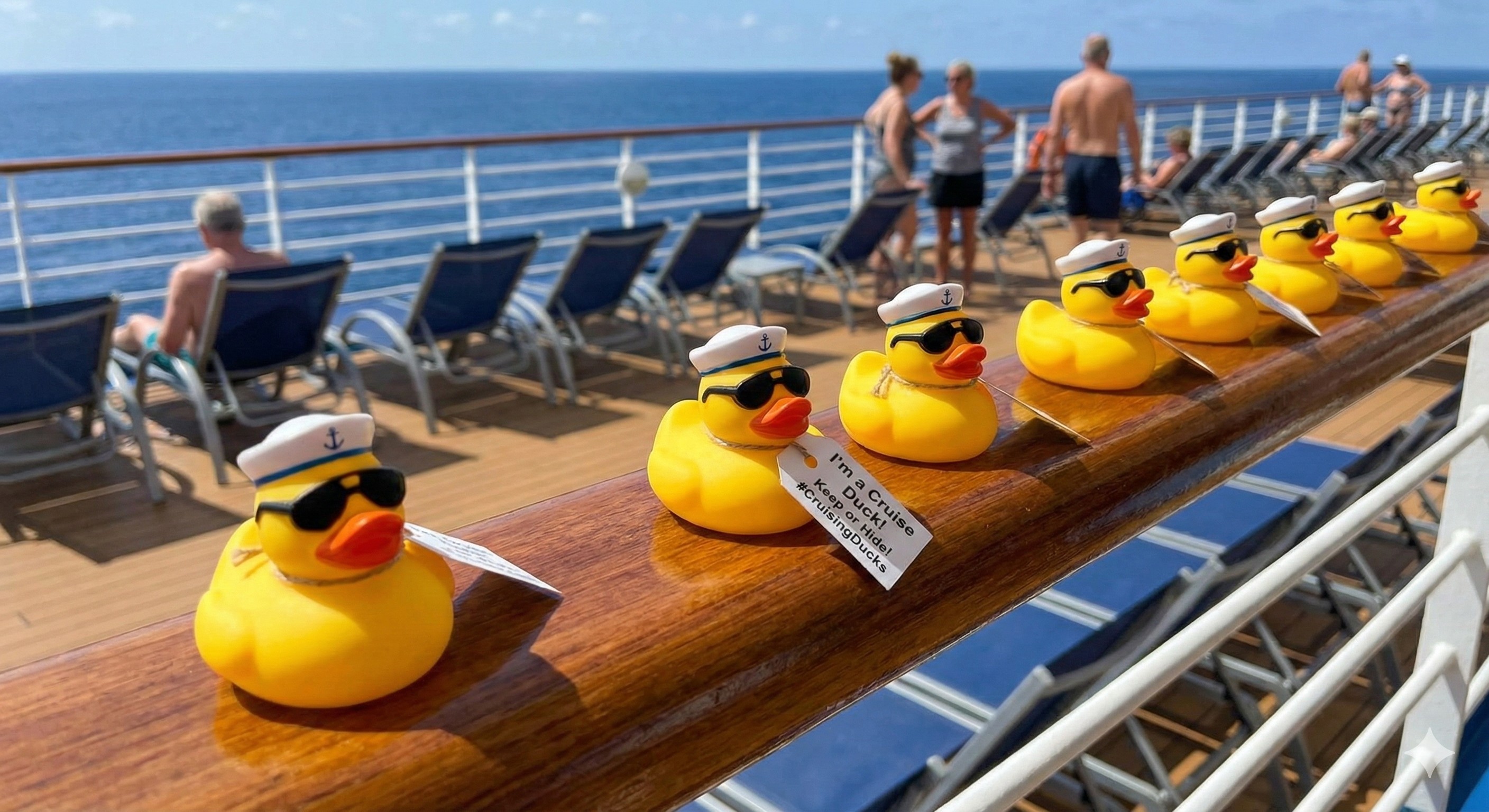 Cruise ducks for hiding and finding on board