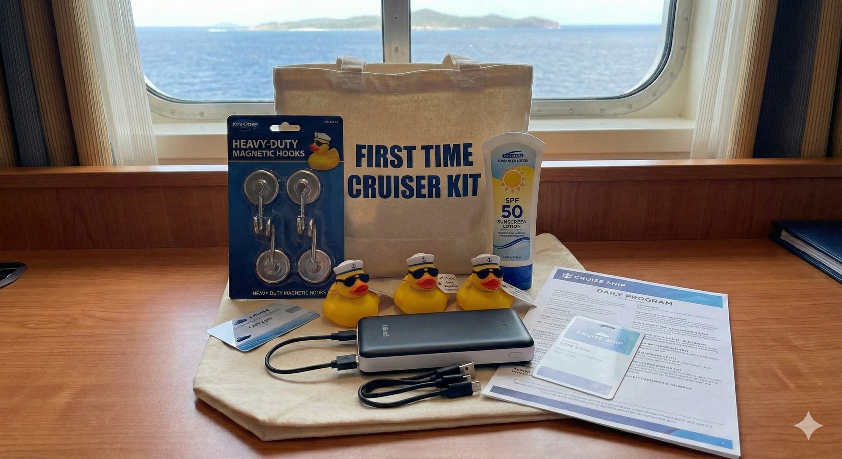 First-time cruiser kit essentials flat lay