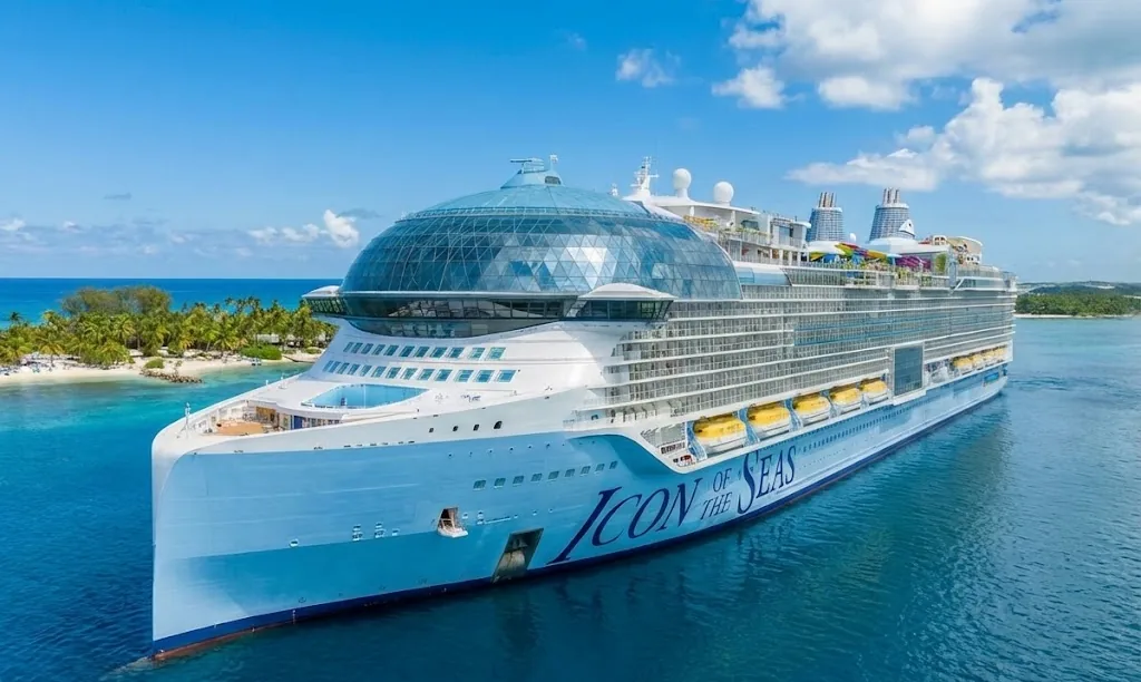 Aerial view of mega cruise ship