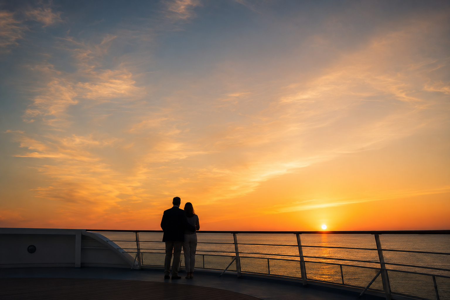 Couple at sunset on cruise