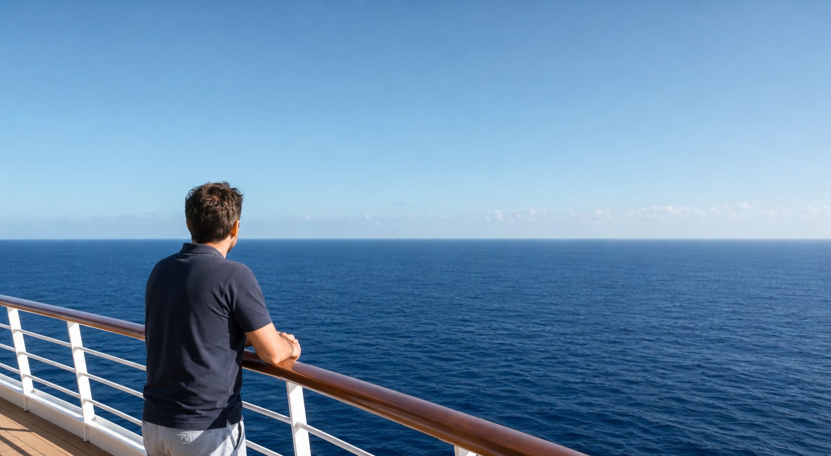 Solo traveler looking at view